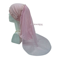 Çocuk Bone Başörtüsü Tüllü Pudra Pembe